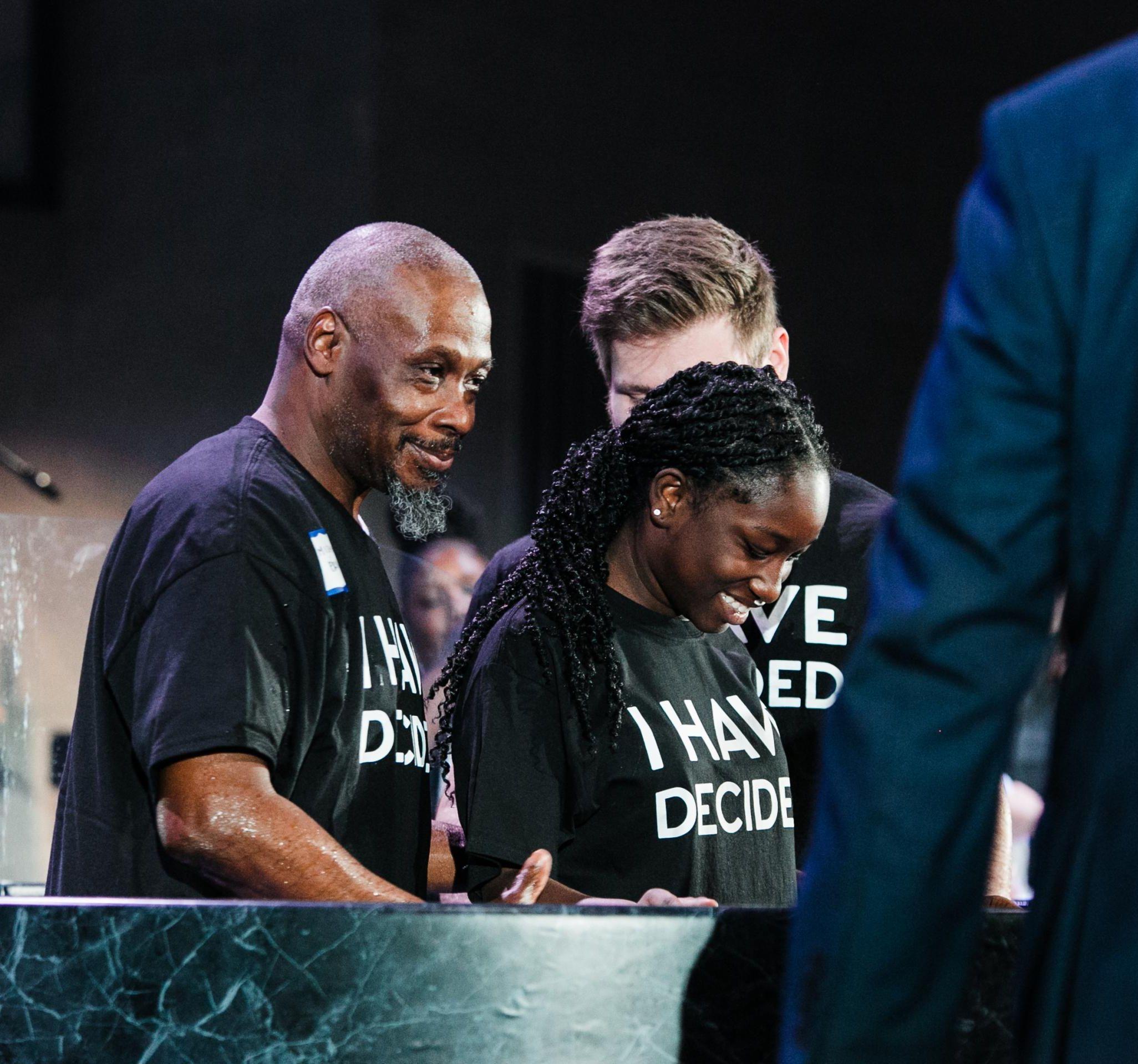A woman getting baptized