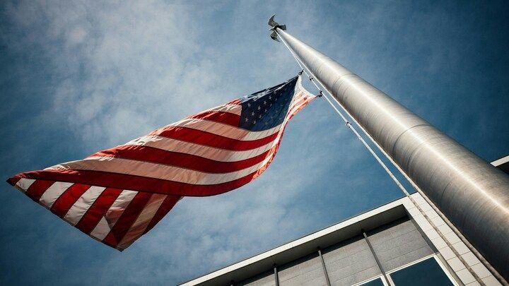 American flag on a flag pole.
